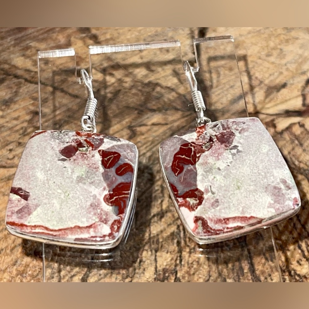 Reddish Gray Dolomite Earrings 1 7/8”